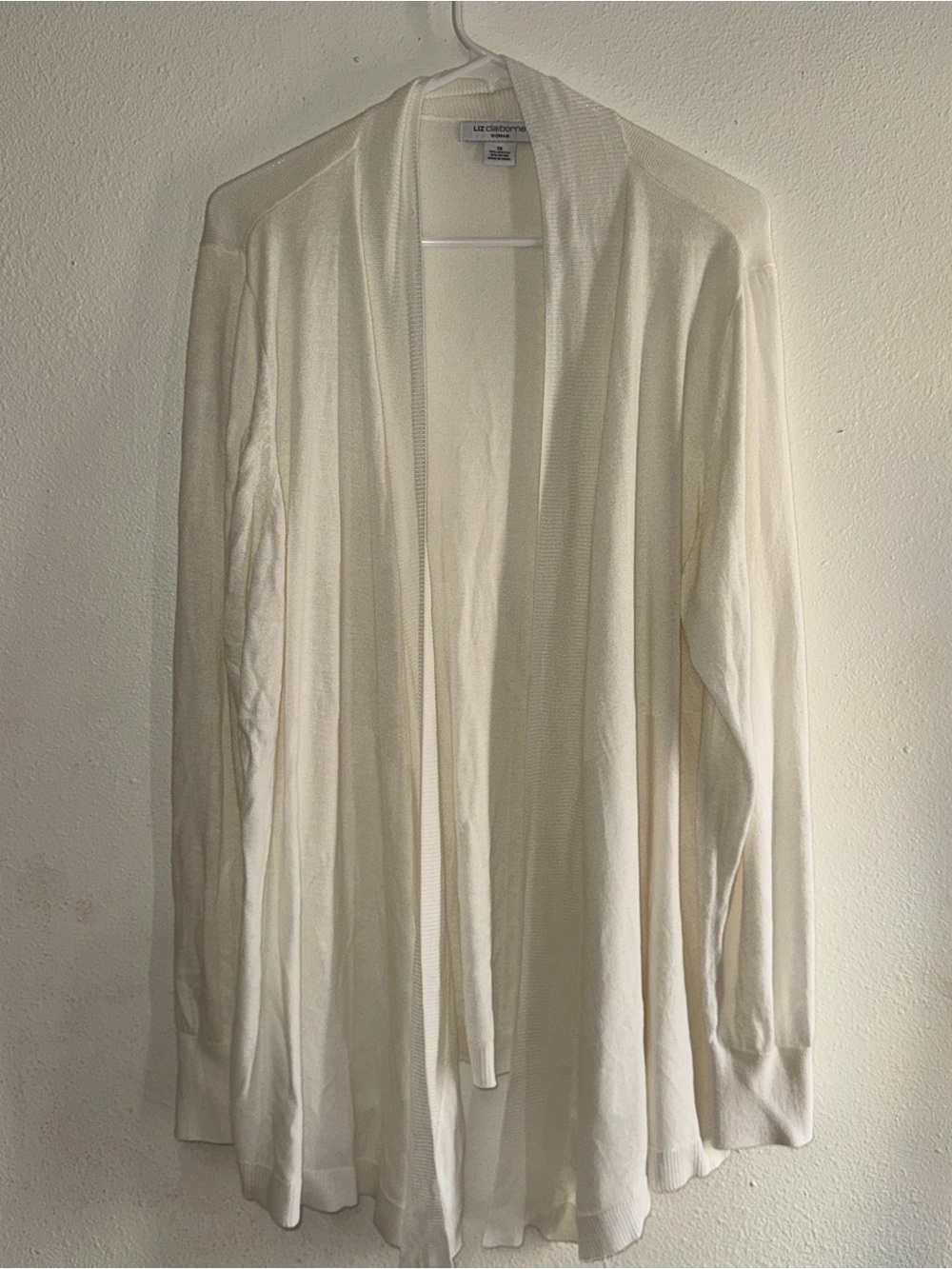 Liz Claiborne Women's white Open Front Cardigan Sweater sz 1X